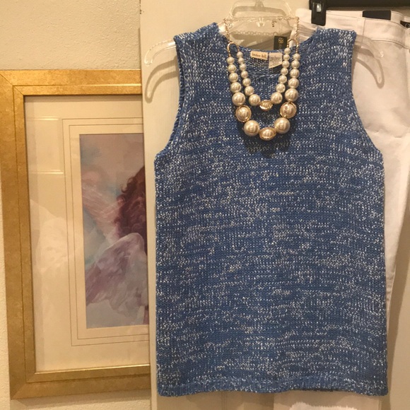 Linden Hill Blue, White Sleeveless Sweater Final price unless you bundle 3 items - Picture 2 of 4
